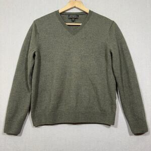 Banana Republic Mens Merino Wool Sweater Large Green Minimalist Quiet Luxury